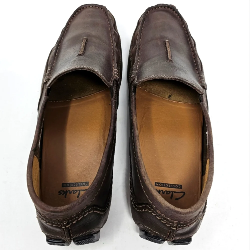 Clarks Ashmont Race Driving‎ Loafers Mens Size 10.5 Brown Leather Shoes Moccasin